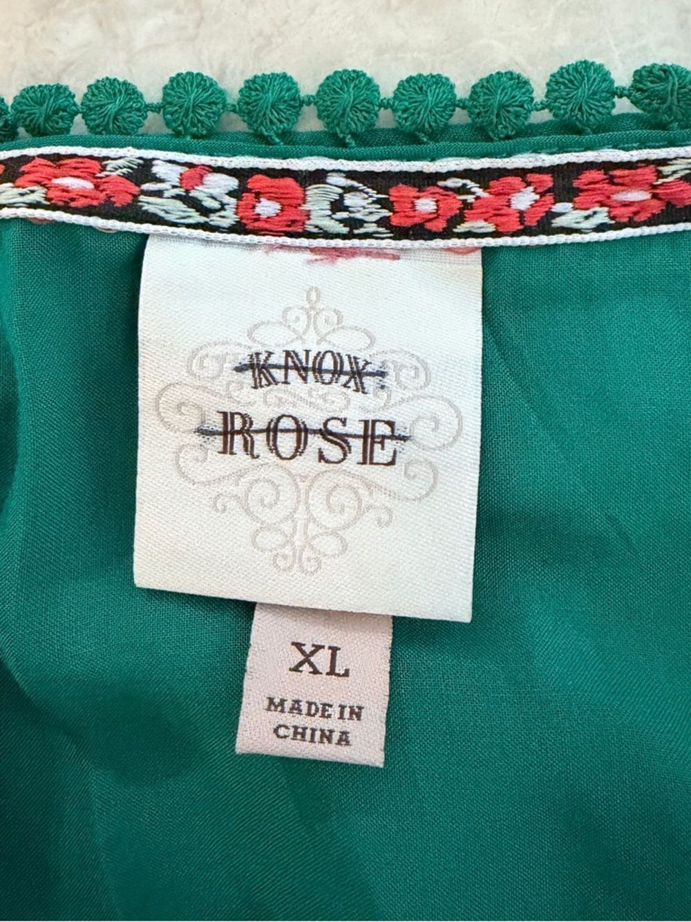 Knox Rose Sleeveless Embroidered Eyelet Dress XL Kelly Green Boho Knee Length - Picture 8 of 9